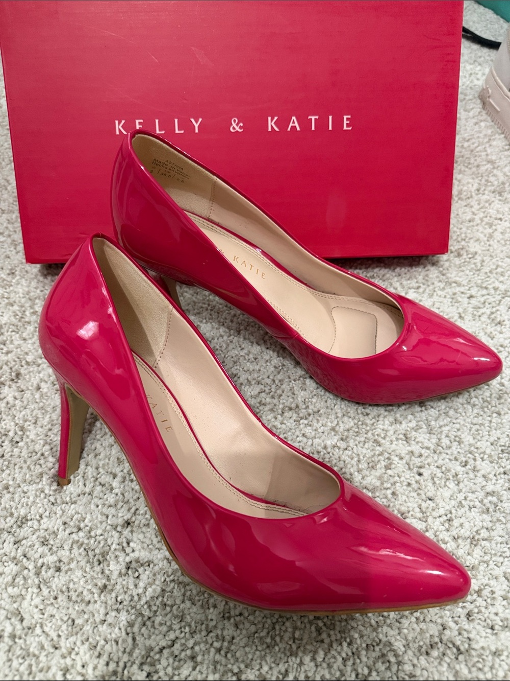 Kelly & Katie Hot Pink Patent Pointed-Toe Pumps